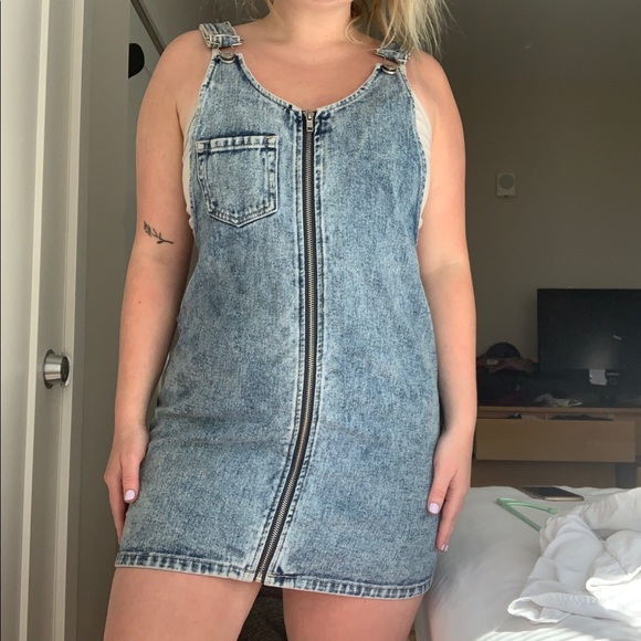 jean zip up dress